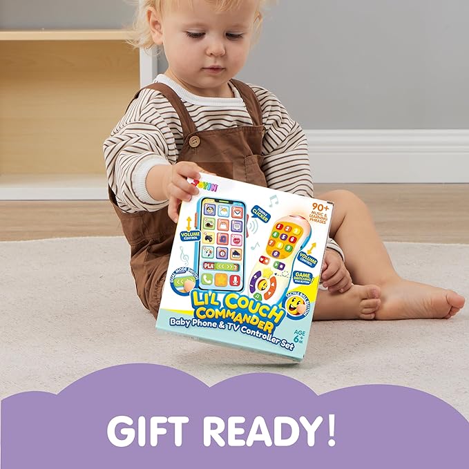 JOYIN Upgraded Toy Phone and Remote Control Set, 90+ Music and Learning Phrases, Baby Toys 6-12 Months, Toddler Birthday Gifts for 1 2 3+ Year Old Girs Boy