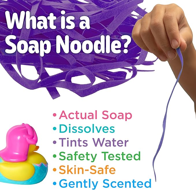 Creativity for Kids Soap Noodles Mermaid Bath Set | Mix, Swirl & Play with Purple Soap Noodles & Splashy The Mermaid Duck | Sensory Bath Toys & Fine Motor Skill Crafts (Ages 3+)