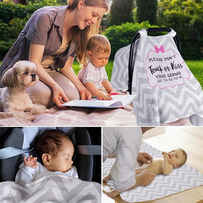 Metplus Car Seat Cover Baby, 100% Muslin Cotton Infant Carseat Covers for Boys and Girls, Lightweight Breathable Canopy, Summer Stroller Sun Shade, Newborn Travel Essentials