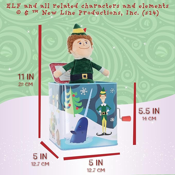 Kids Preferred Warner Brothers Elf Jack-in-The-Box - Buddy The Elf Musical Toy for Kids & Toddlers