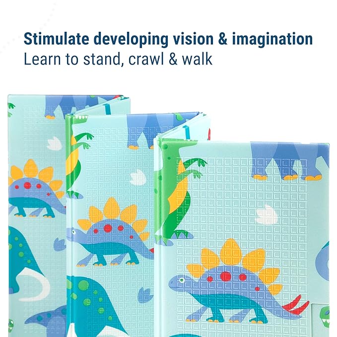 Wildkin Foldable Foam Play Mat – Large Waterproof Baby & Toddler Activity Floor Mat, Double-Sided Play Surface - Dinosaur Land