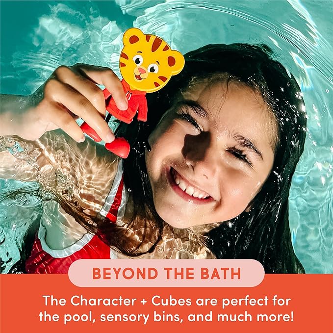 Glo Pals x Daniel Tiger's Neighborhood Water-Activated Bath Toy with 6 Reusable Light-Up Cubes for Sensory Play (Cubes with Character)