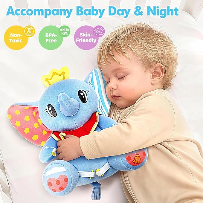Hodurgyi Baby Toys 6-12 Months, Elephant Musical Plush with Lights, ABCs, Animal Sounds, Numbers, Infant Early Learning Toy,Christmas Birthday Gifts for 6+ Month Boys &Girls
