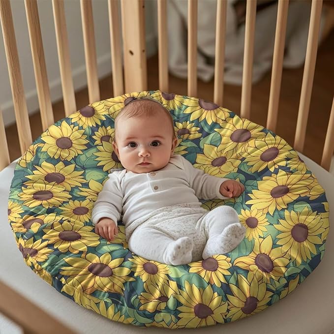 Sunflower and Cat Baby Lounger Cover Lounger Cover for Boys Girls Comfy Fit Infant Lounger for Baby, Infant Removable Slipcover Breathable and Washable