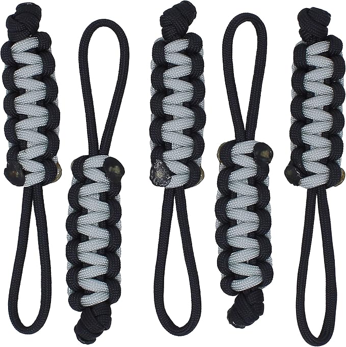 BubbasGarageTv - Large Heavy Duty Paracord Zipper Pulls (Light Grey)