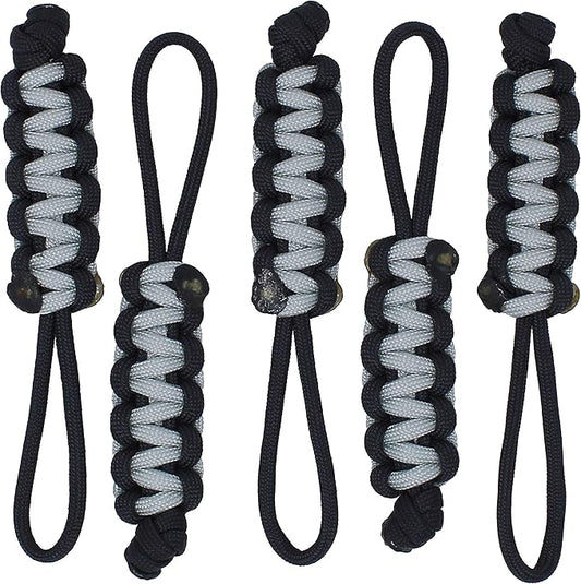 BubbasGarageTv - Large Heavy Duty Paracord Zipper Pulls (Light Grey)