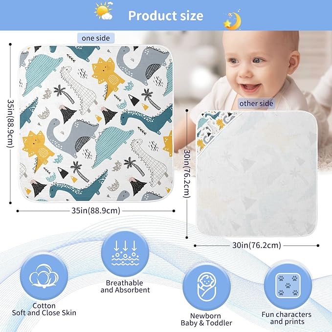Dinosaur Baby Boys Girls Bath Towel Cute Dragon Hooded Towels Newborn Toddlers Organic Cotton Washcloths Shower Beach Towel 35 x 35 Inch