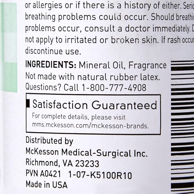 McKesson Baby Oil for Dry Sensitive Skin, Scented Mineral Oil to Prevent Moisture Loss, 4 oz, 96 Count