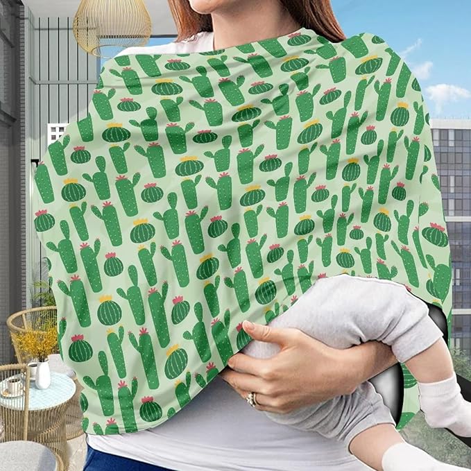 Cactus Car Seat Canopy Cover Dust Cover Sun-Proof Windproof Stroller Canopy Covers Privacy Protection Stretchy Breastfeeding Scarf Nursing Breastfeeding Covers