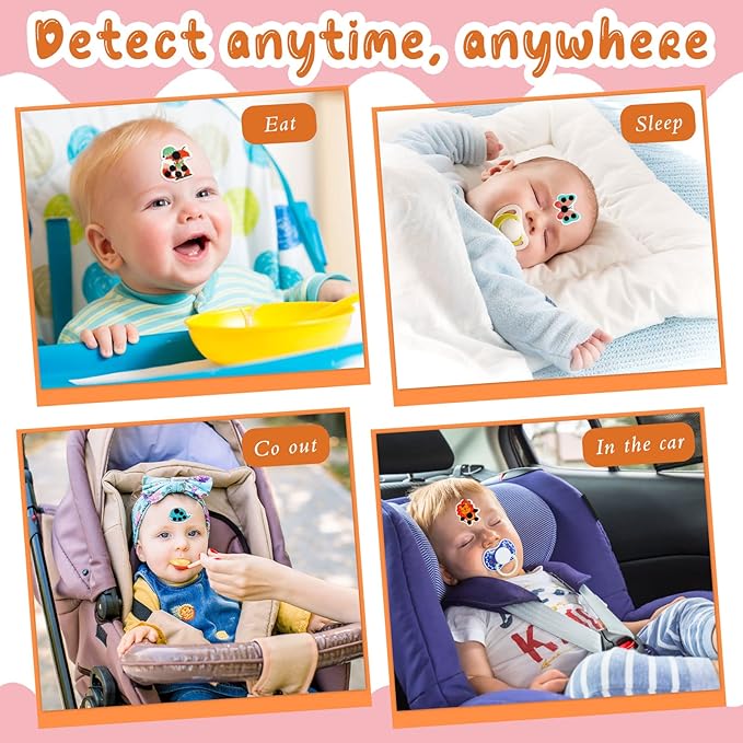 12 pcs Stick-on Fever Indicator Forehead Fever Kids Cartoon Stickers Temperature Fever Patch