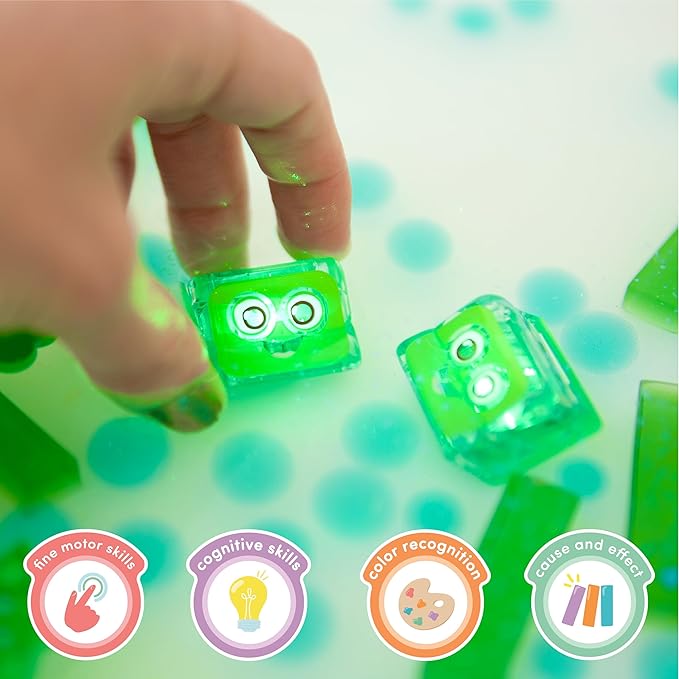 New Glo Pals Pippa Water-Activated Bath Toy with 6 Reusable Light-Up Cubes for Sensory Play