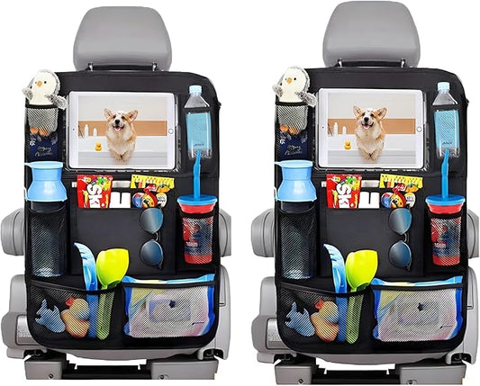 Backseat Car Organizer and Car Seat Protector with Thickest Padding Bundle, Car Travel Accessories