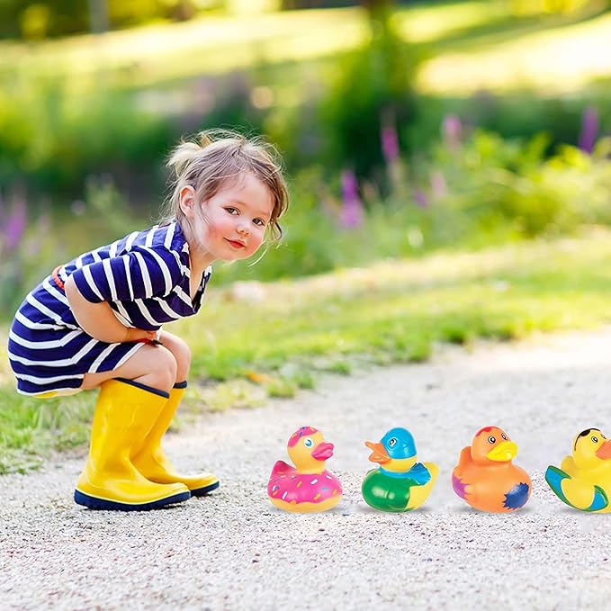 Kangaroo Mini Rubber Ducks Bulk Pack of 100 – Floating Baby Bath Toys for Kids - Classroom Rewards - Pool Party & Birthday Party Favors for Kid - Small Rubber Duck for Baskets Stuffers for Kids