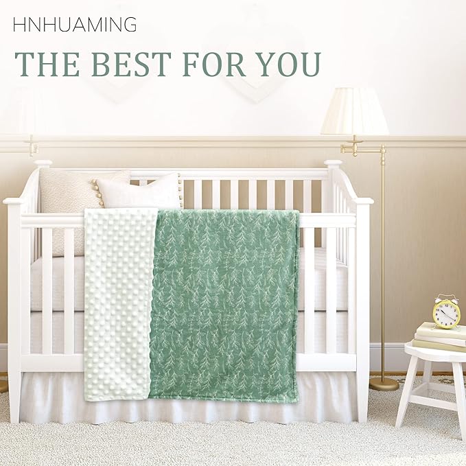 Green Sage Baby Blankets, Sage Minky Toddler Blanket for Boys Girls,Baby Car Seat Head and Body Support