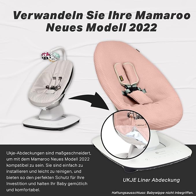 Ukje Protective Swing Cover Compatible with 4moms or MamaRoo 5, Multi-Motion Baby Swing, Baby Swing Liners, Baby Rocker Cover, Easy to Install, Easy to Wash, Handmade in Europe, Grey