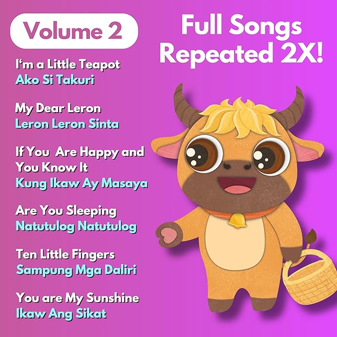 Vol. 2 — Interactive Sound Board Book for Toddlers 1-3, Bilingual English & Filipino Songs & Nursery Rhymes, Talking Musical Book, Musical Toy Gift for Babies & Kids
