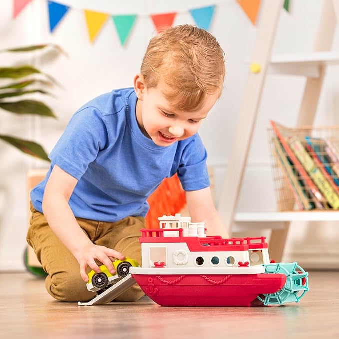 Battat – Wonder Wheels – Pool and Bath Toys for Babies, Toddlers – Floating Toy Boat for Water Play – Recyclable Materials – Ferry Boat – 1 Year +