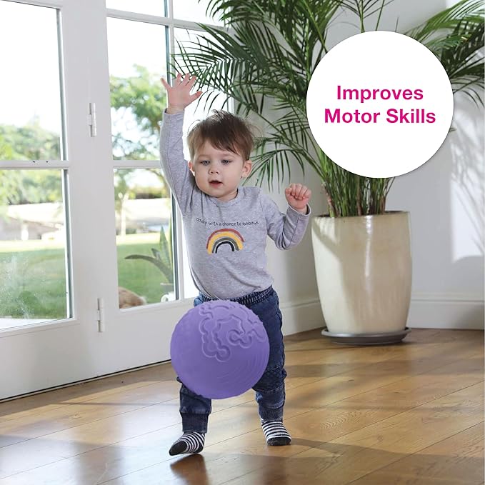 Edushape Texture-iffic Sensory Ball for Baby - 7" Baby Ball that Helps Enhance Gross Motor Skills for Kids - Toddler Ball with 8 Sections of Different Tactile Patterns