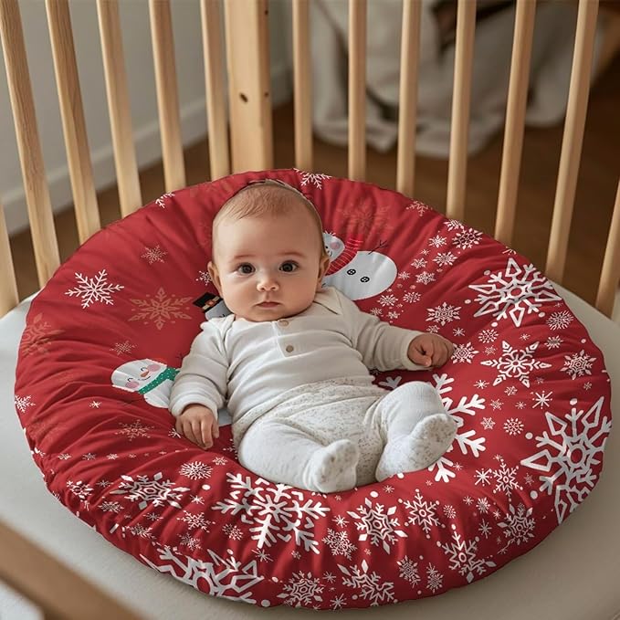 Snowmen and Snowflakes Newborn Lounger Cover Removable Cover Ultra Soft Comfortable Lounger Slipcover Protector Cover for Infant Lounger Pillow Easy to Use and Dustptoof Xmas Decor