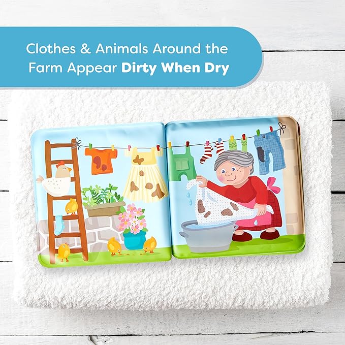 HABA Magic Color Changing Bath Book: Animal Wash Day, Bath Toys for Toddlers, Water Toys for Toddlers 18-36m & Water Table Accessories