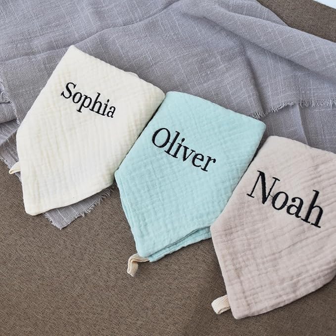 6 Pack Personalized Baby Washcloths and Burp Cloths, Soft Absorbent Muslin Cotton Washcloth for Newborns, 10x10 Inches