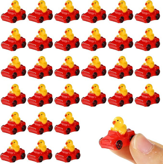 30pcs Mini Resin Ducks, Cute Rubber Ducks Miniature Resin Ducks Small Tiny Resin Ducks Decoration Waterproof Little Ducks Perfect DIY Decorations Birthday Festival Party Toy Gifts(Red)