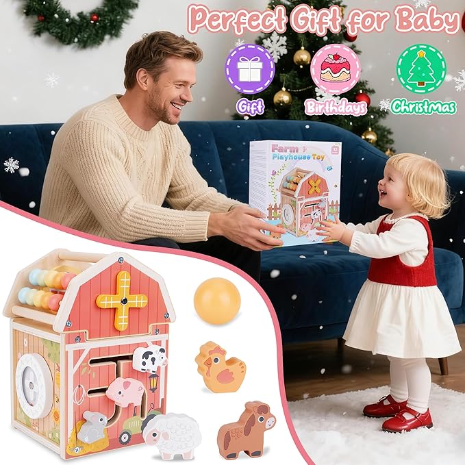 Melofaver Montessori Toys for 1 2 3 Year Old, Wooden Farm Animal Toys for Toddlers 1-3, Baby 12-18 Months Toy, 1 2 Year Old Girl Boy Birthday Gift, Kids Educational Learning Toys Gifts for Girls Boys