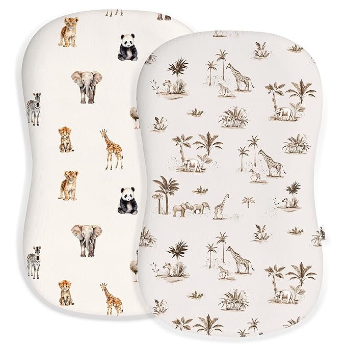 Baby Lounger Cover for Boys and Girls, Soft Breathable Polyester Cover, Fits Most Lounger Pillows, Cute Patterns, Durable and Machine Washable (Safari Dreams, Zipper)