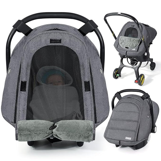 Orzbow Winter Car Seat Cover Baby | Waterproof Infant Carseat Cover Compatible with Doona Car Seats and Strollers, Breathable Baby Carseat Canopy, Baby Winter Essentials, Dark Grey