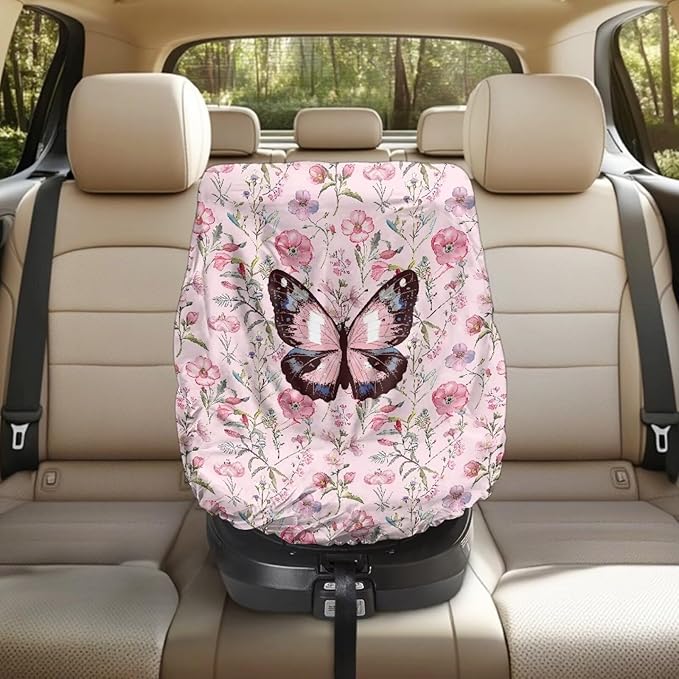 XYZCANDO Butterfly Car Seat Covers for Babies Boy Elegant Cooling Car Seat Cover Baby Dustproof Baby Car Seat Shade Cover Portable Car Seat Sun Cover for Baby Car Accessories Gift for Her