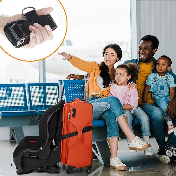 V VOLKGO Car Seat Travel Belt - Easy and Secure Carrier for Airport - Car Seat Belt Strap for Suitcase, Transform Your Baby Chair and Carry-on Luggage into a Dolly Airport Stroller.