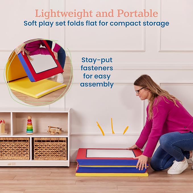 ECR4Kids SoftZone Folding Floor Mirror, Sensory Toy, Assorted