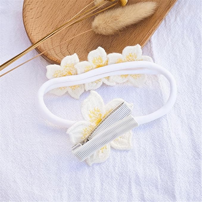 White Hair Clip Headband Hairpin Hawaiian Flower Hairpin Barrette Hair Accessories for baby Girls.(FJ89) (Type A)