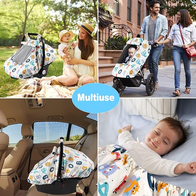 SMTTW Baby Car Seat Cover - Universal Fit, Snug, Breathable, Canopy for Boys/Girls, Ideal for All Seasons (Numbers)