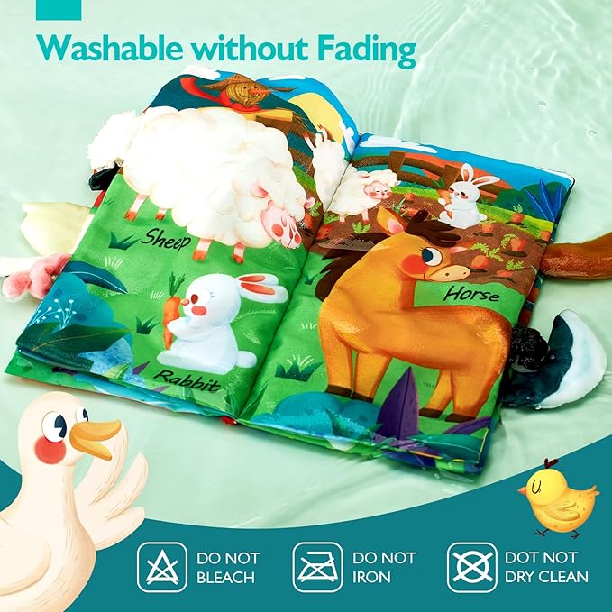 hahaland Baby Books 2PCS - Baby Toys 0-6 Months - Touch & Feel Tummy Time Sensory Soft Books for Babies 0-12 Months, Stroller Travel Toys