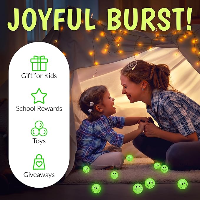 Playbees Glow in The Dark Bouncy Balls Bulk for Kids Super Bouncy Small Balls 1 inch for Kids Vending Machines Goodie Bag Stuffers for Boys and Girls