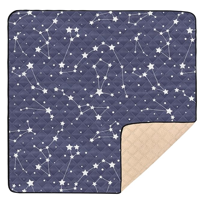 Baby Play Mat Blue Star Universe Galaxy 50 x 50 Playpen Mat Baby Play Mats for Floor Play Gym Crawling Mat Non-Slip Cushioned Baby Playmat for Infants, Babies, Toddlers