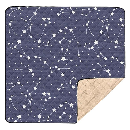Baby Play Mat Blue Star Universe Galaxy 50 x 50 Playpen Mat Baby Play Mats for Floor Play Gym Crawling Mat Non-Slip Cushioned Baby Playmat for Infants, Babies, Toddlers