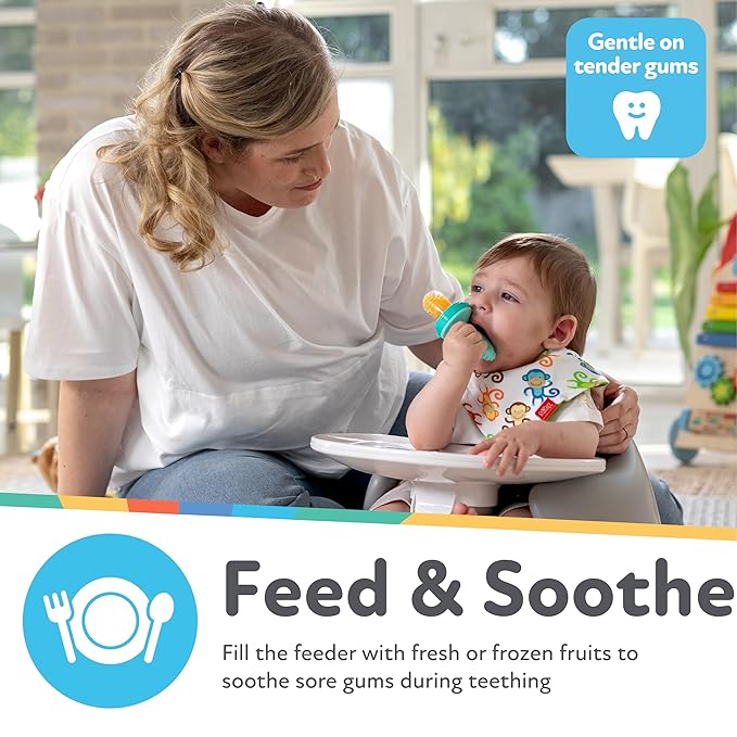 Nuby Silicone Nibbler Feeder for Kids - Soft Baby Feeding and Teething Toy - 10+ Months - Blue Bear