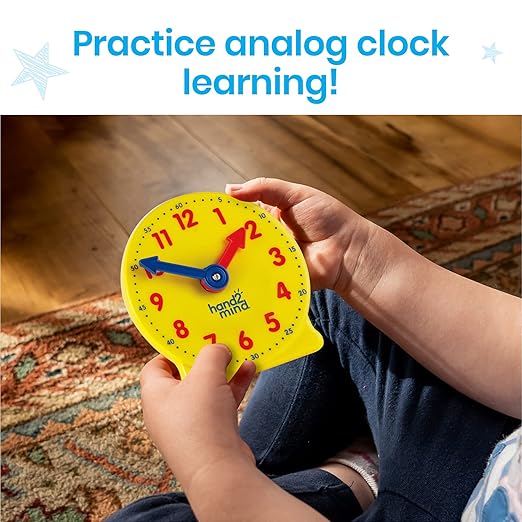 hand2mind Mini Geared Clock Classroom Set, Telling Time, Teaching Clocks, Learn to Tell Time for Kids, Analog Clock for Kids Learning, Classroom Clocks for Students (Set of 24)