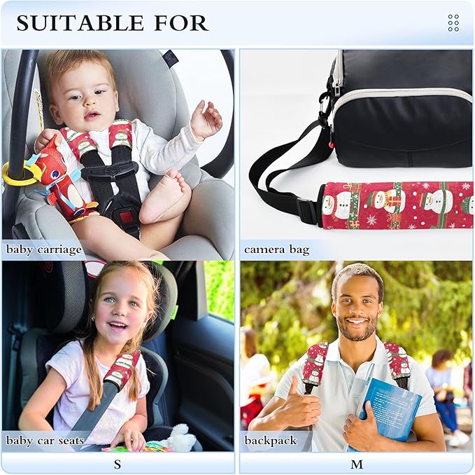 Cute Christmas Snowmen Seat Belt Cover 2 Pack Seatbelt Cover Comfortable Shoulder Strap Covers for Adults Kids Women Men