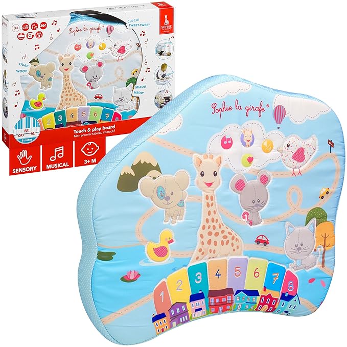 Sophie la girafe Touch & Play Board | 6 Animal Noises & 6 Lively Melodies | Use at Home or On-The Go