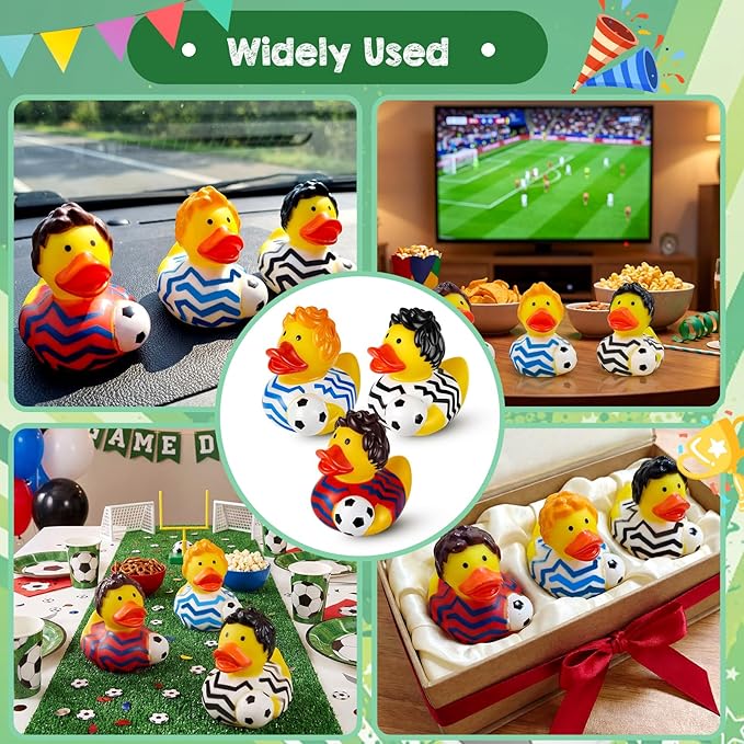 Deekin 24 Pcs Rubber Ducks 2 Inch Bulk Sport Party Favors for Team Events Decorations Birthday Party Supplies Club Player Gift (Soccer Player)