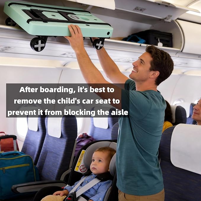 Car Seat Dolly for Airport Folding Car Seat Travel Cart for Airplane - Car Seat Roller with Wheel Cart Carrier with Straps Foldable Luggage Trolley Folding Hand Truck Dolly for Moving