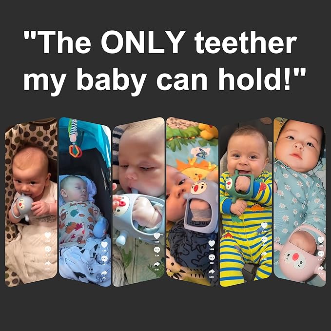 Smily Mia Penguin Teethers, Silicone TeethingToys for Babies 0-6Months, Baby Teethers for 3-6Months, Hand Teether for Infants, Teething/Teether Pacifiers for Infants, Light Purple