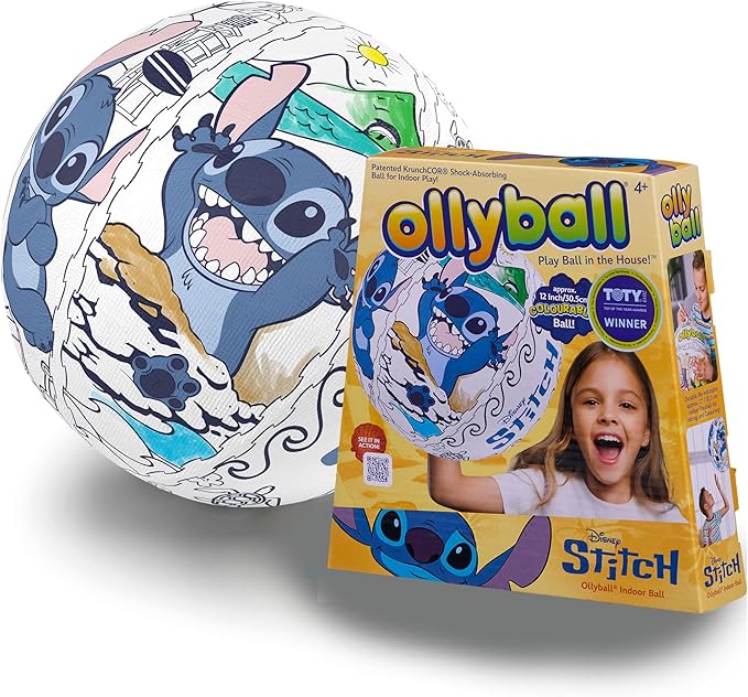 Ollyball, Disney Stitch, the ultimate indoor play ball for kids and parents, colorable ball, suitable for indoor and outdoor play