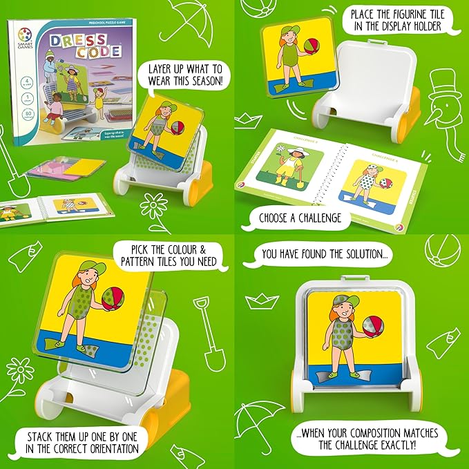 SmartGames Dress Code – Weather-Themed Stacking Logic Puzzle Game with 80 Challenges for Ages 4+