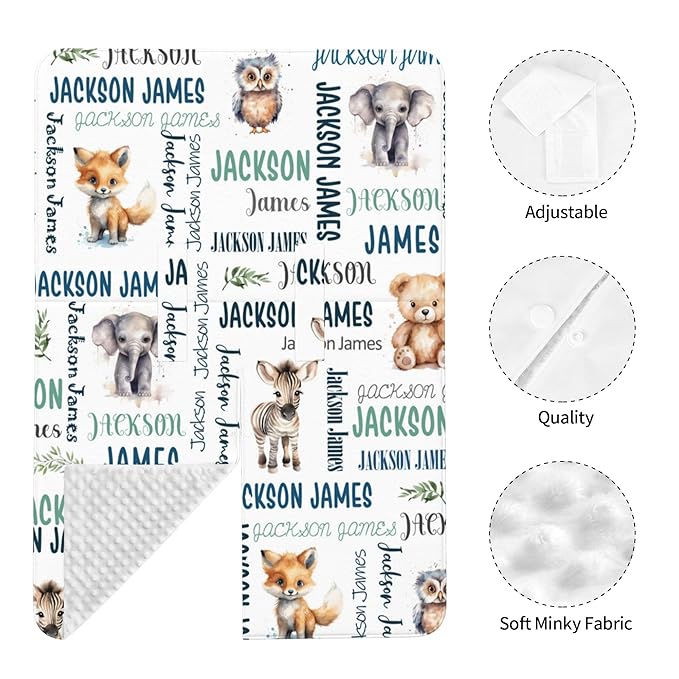 Personalized Baby Car Seat Cover Winter Custom Minky Carseat Cover Boy Girls with Name Woodland Carseat Canopy Customized Car Seat Canopy Infant Carrier Covers Nursing Cover Toddler Blanket