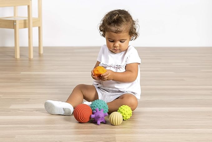 Miniland Sensory Balls, Babies Birth to Toddlers Age 4, Natural Rubber Latex, Soft Teething Toys, Easy Grip Play, Textured, Colors Multi-Sensory Stimulation, Motor Skill Development