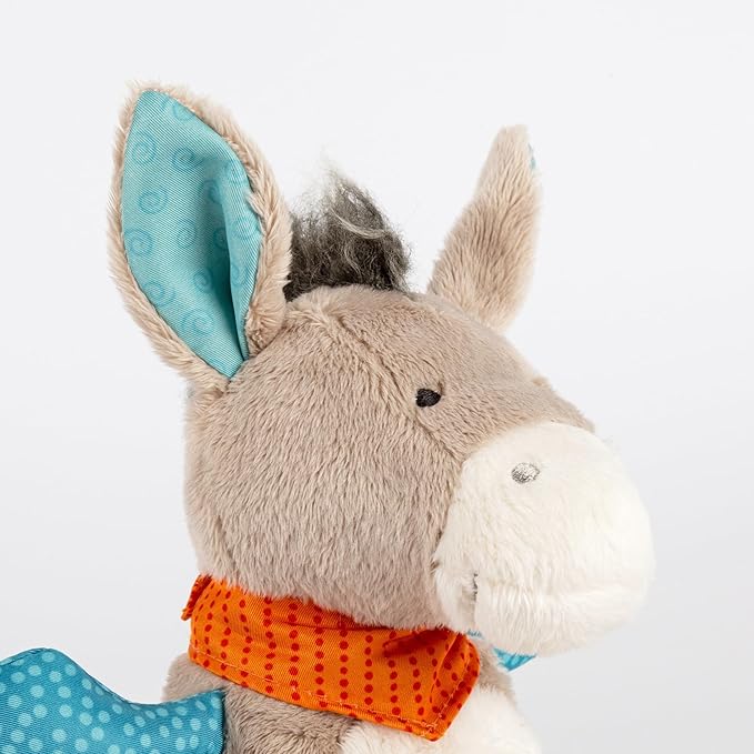 SIGIKID 42891 Mini Donkey Music Box with Soft Melody for Sleeping with Changeable Mechanism for Babies and Children from Birth, Multi-Colour, 20 cm